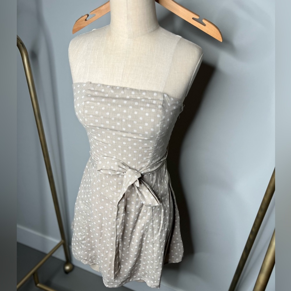 Taupe Strapless Mini Dress